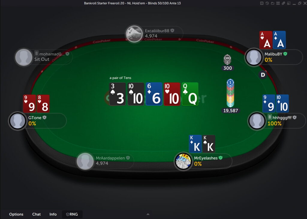 GG撲克免費賽(freeroll)牌桌介面設計